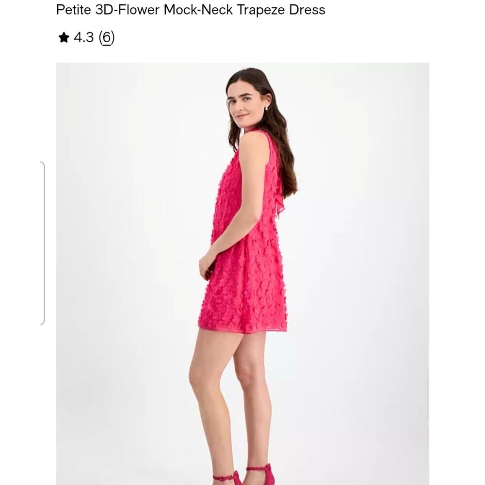 New Isabel & Nina 3D Flower Mock Neck Sleeveless Dress size Medium Petite Pink